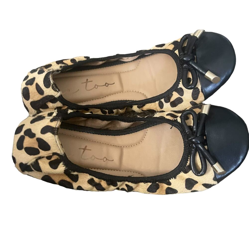 Me Too Women's Size 6 Cheetah‎ Leather Upper Ballerina Flats